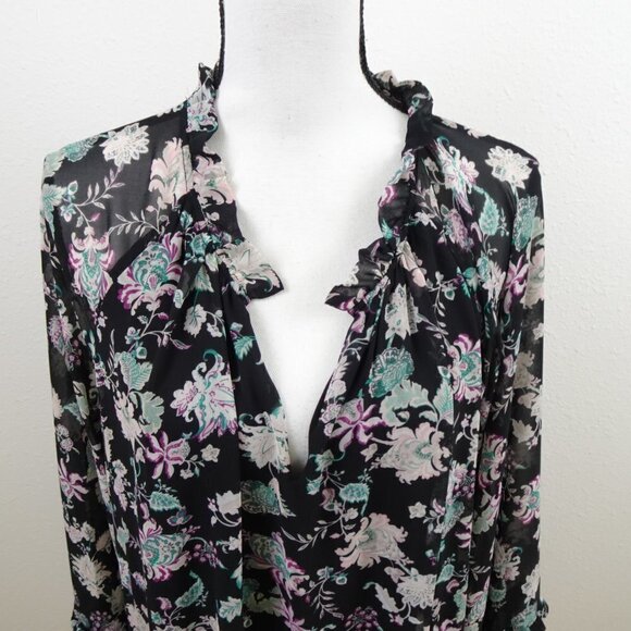 Vince Camuto Floral Dress Women's Plus 3X Black Ruffled - Picture 3 of 8
